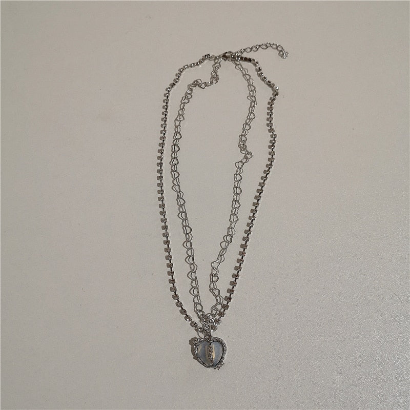 Silver Hearts Necklace Set