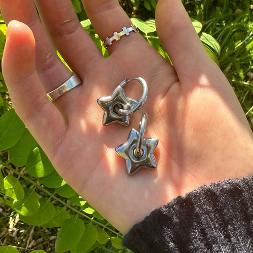 1 pair Stainless Steel Star Earrings