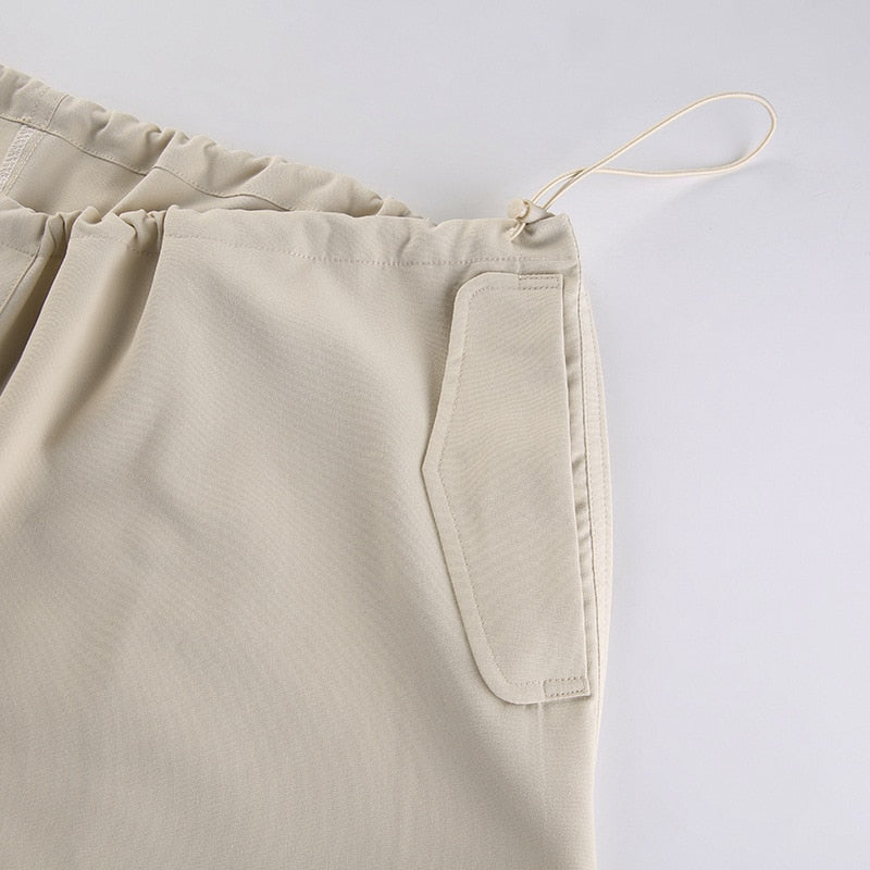 Drawstring Wide Leg Parachute Pants