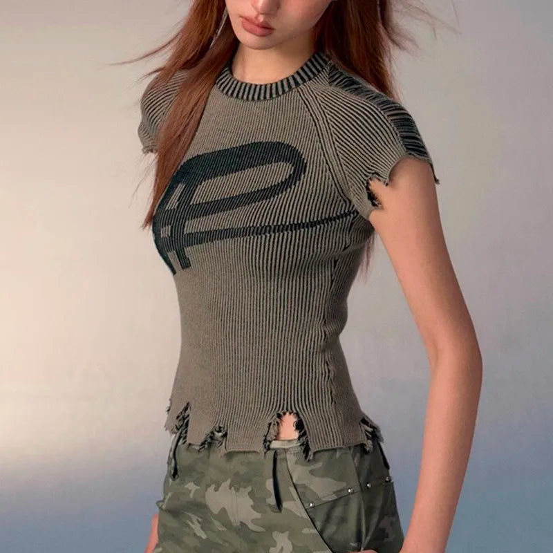 Knitted Distressed Top