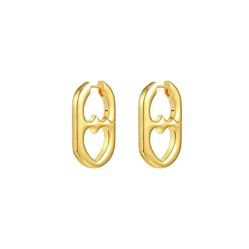 Stainless Steel Hollow Heart Hoop Earrings