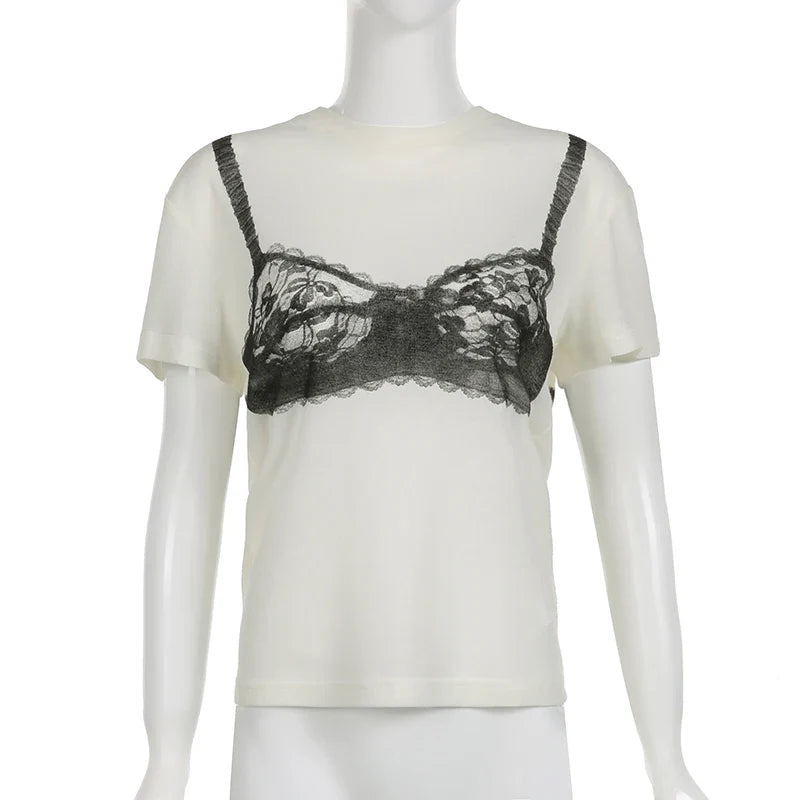 Black Lace Bra Tee