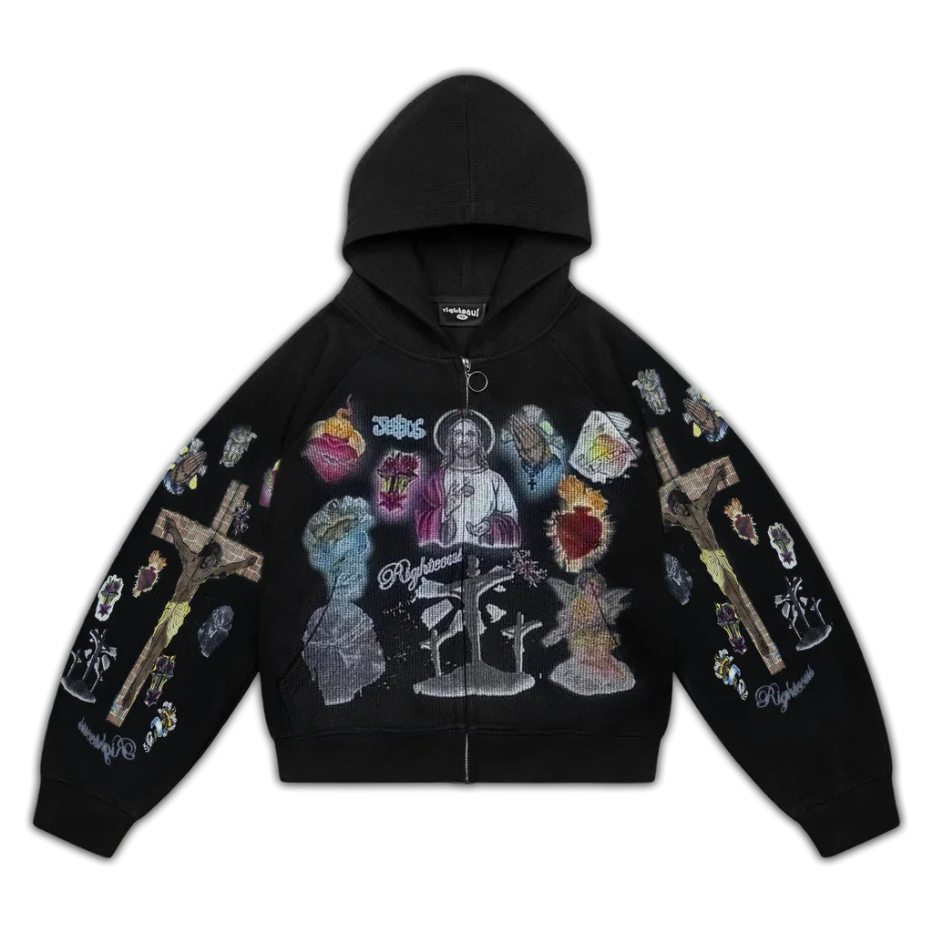 Jesus Black Zip Up Hoodie