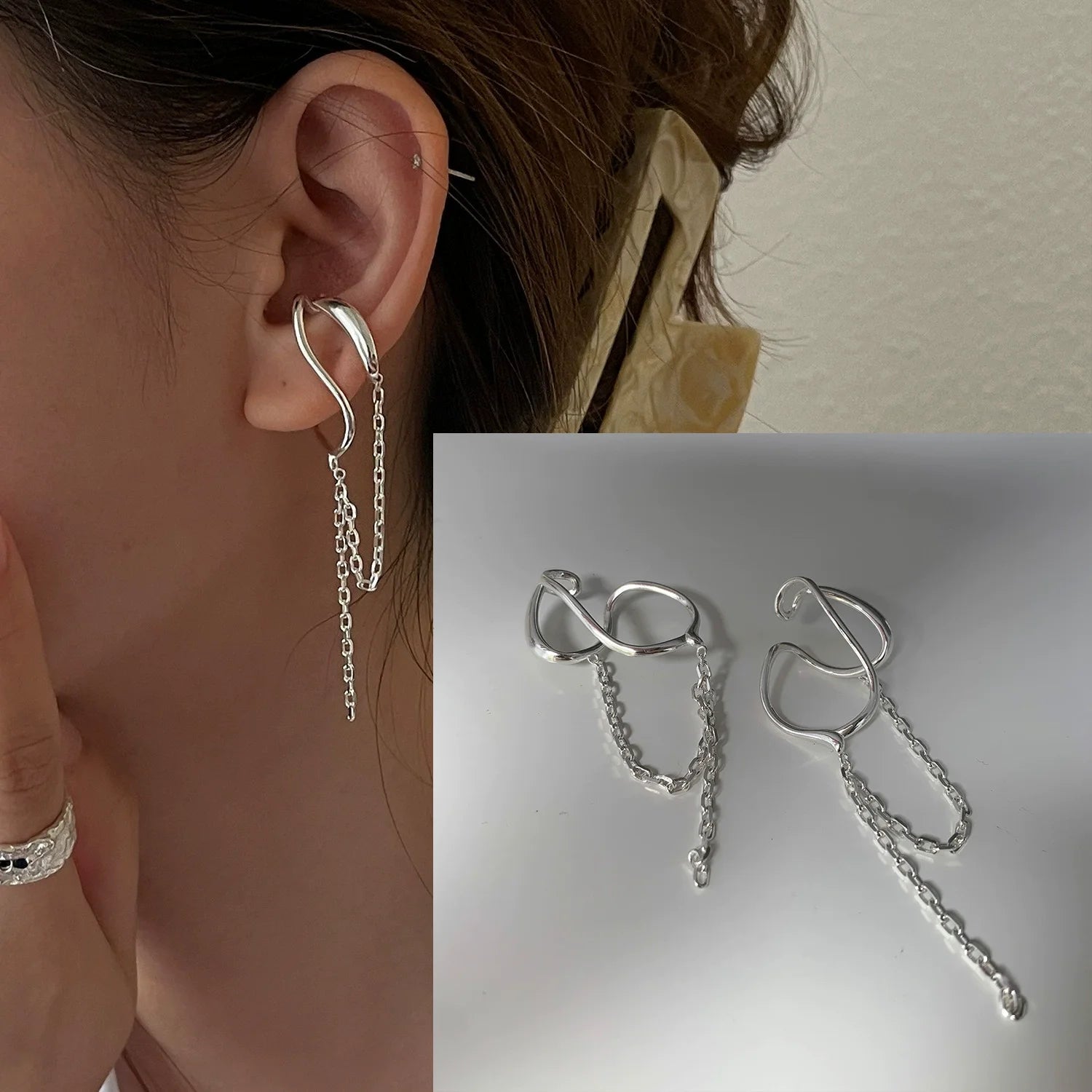 925 Sterling Silver Star Moon Earrings