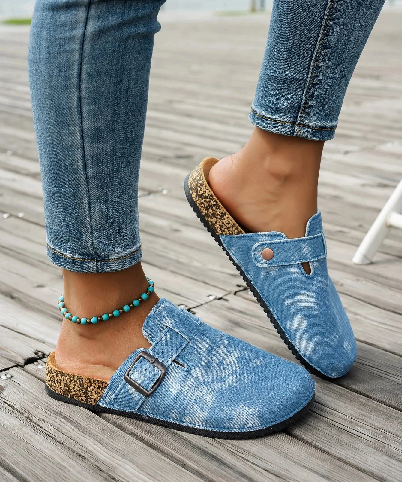 Bleached Denim Clogs