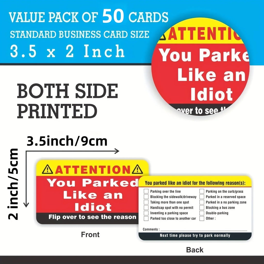 You Park Like an Idiot Business Cards (Pack of 50)