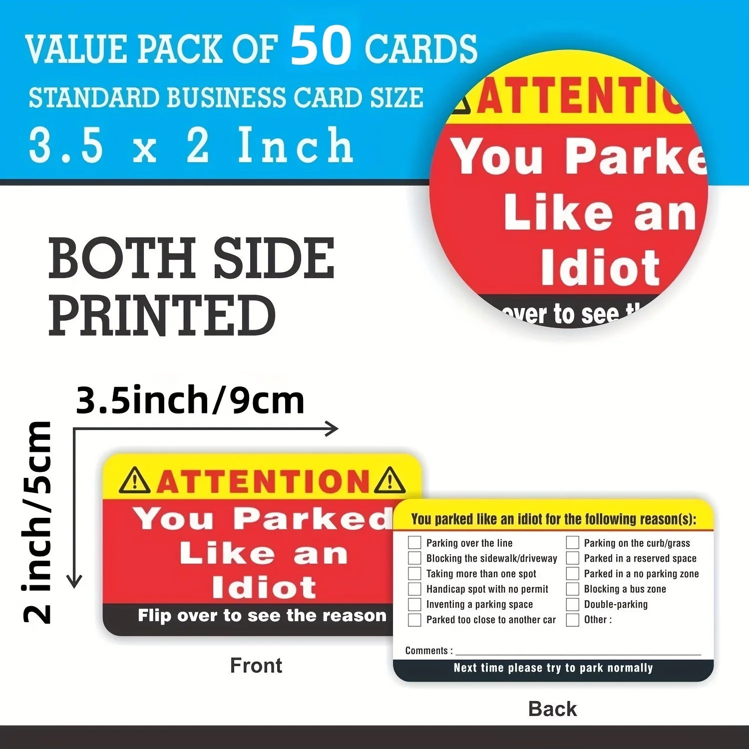 You Park Like an Idiot Business Cards (Pack of 50)