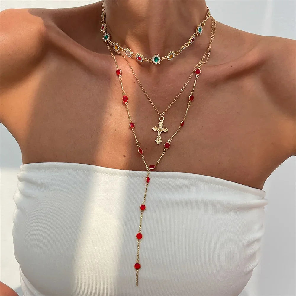 3Pcs Vermeil Unique Cross Rosary
