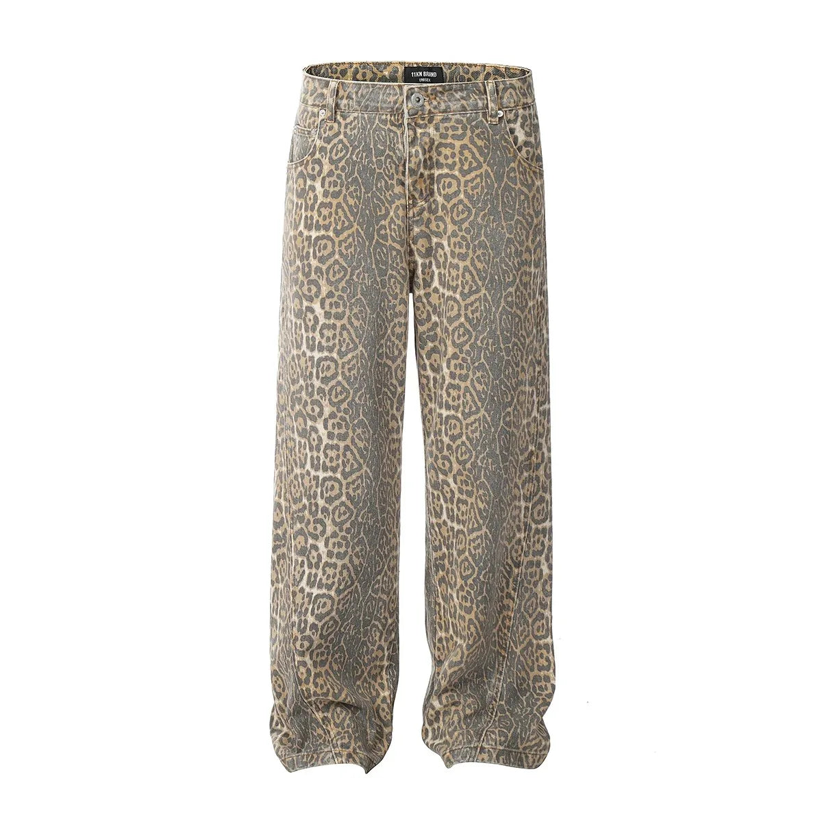 Baggy Wide Leg Leopard Jeans