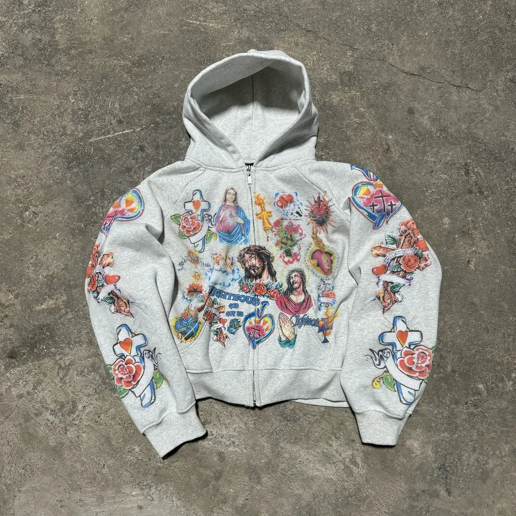 Jesus Black Zip Up Hoodie