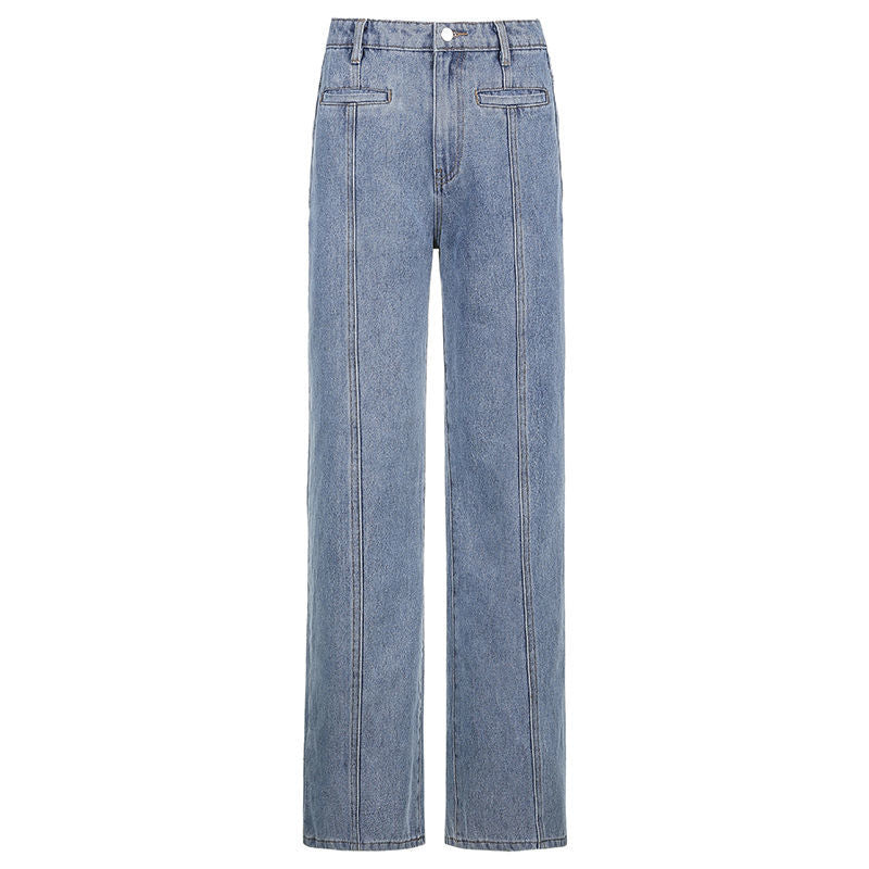 Retro Five Pointed Star Straight Leg Jeans