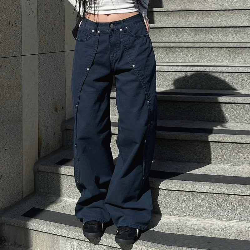 Pin Stripe Y2k Low Rise Boot Cut Jeans