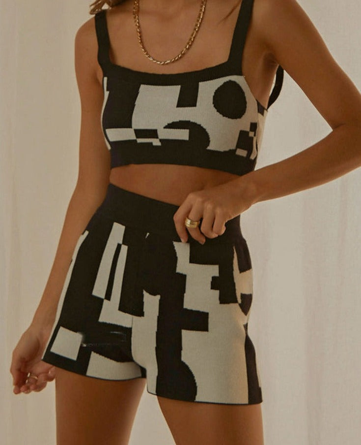 Vintage Knitted Crop Top & Shorts