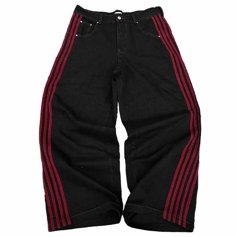 Vintage Striped Embroidered Sweatpant Jeans