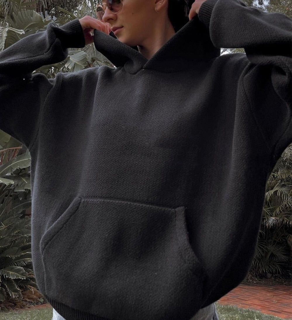Oversized Knitted Oversized Pullover Hoodie
