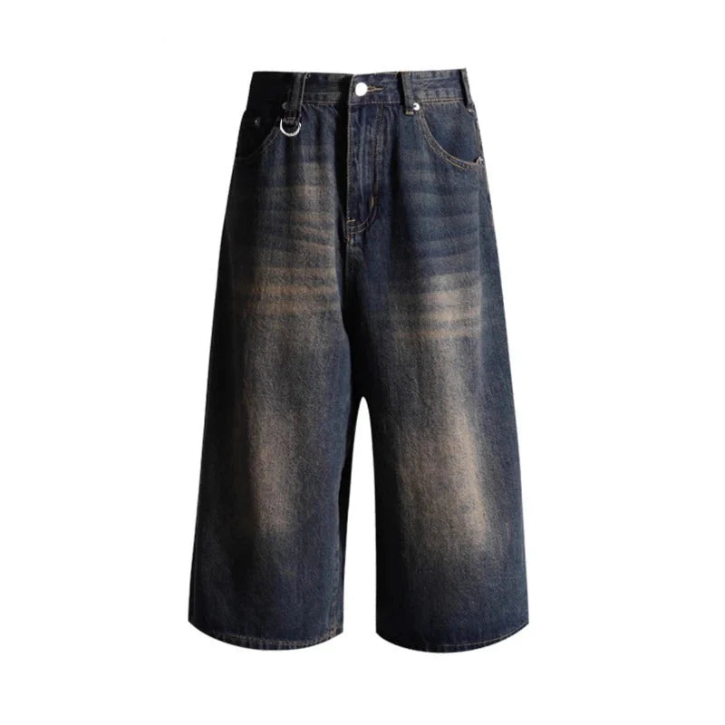 High Waist Long Baggy Denim Shorts