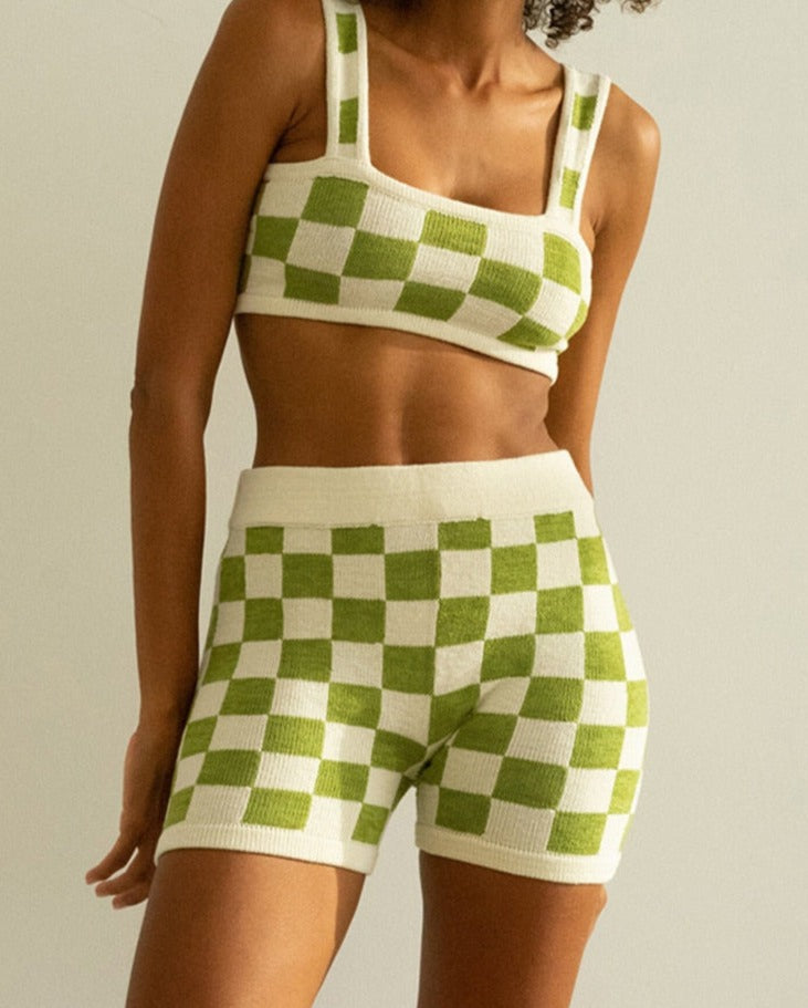 Vintage Knitted Crop Top & Shorts