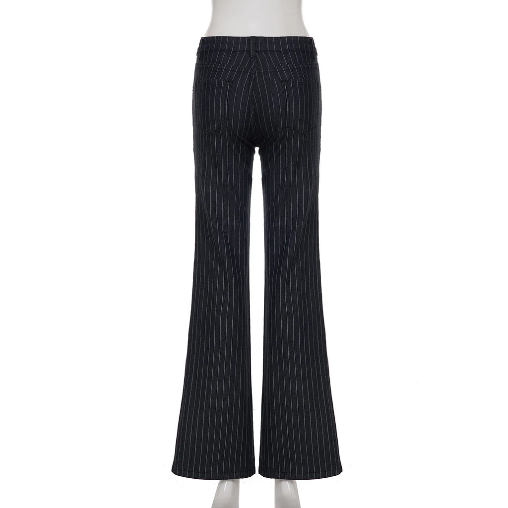 Pin Stripe Y2k Low Rise Boot Cut Jeans
