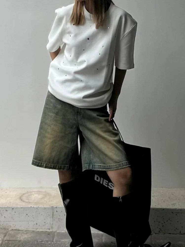 Unisex Vintage Wash Denim Shorts