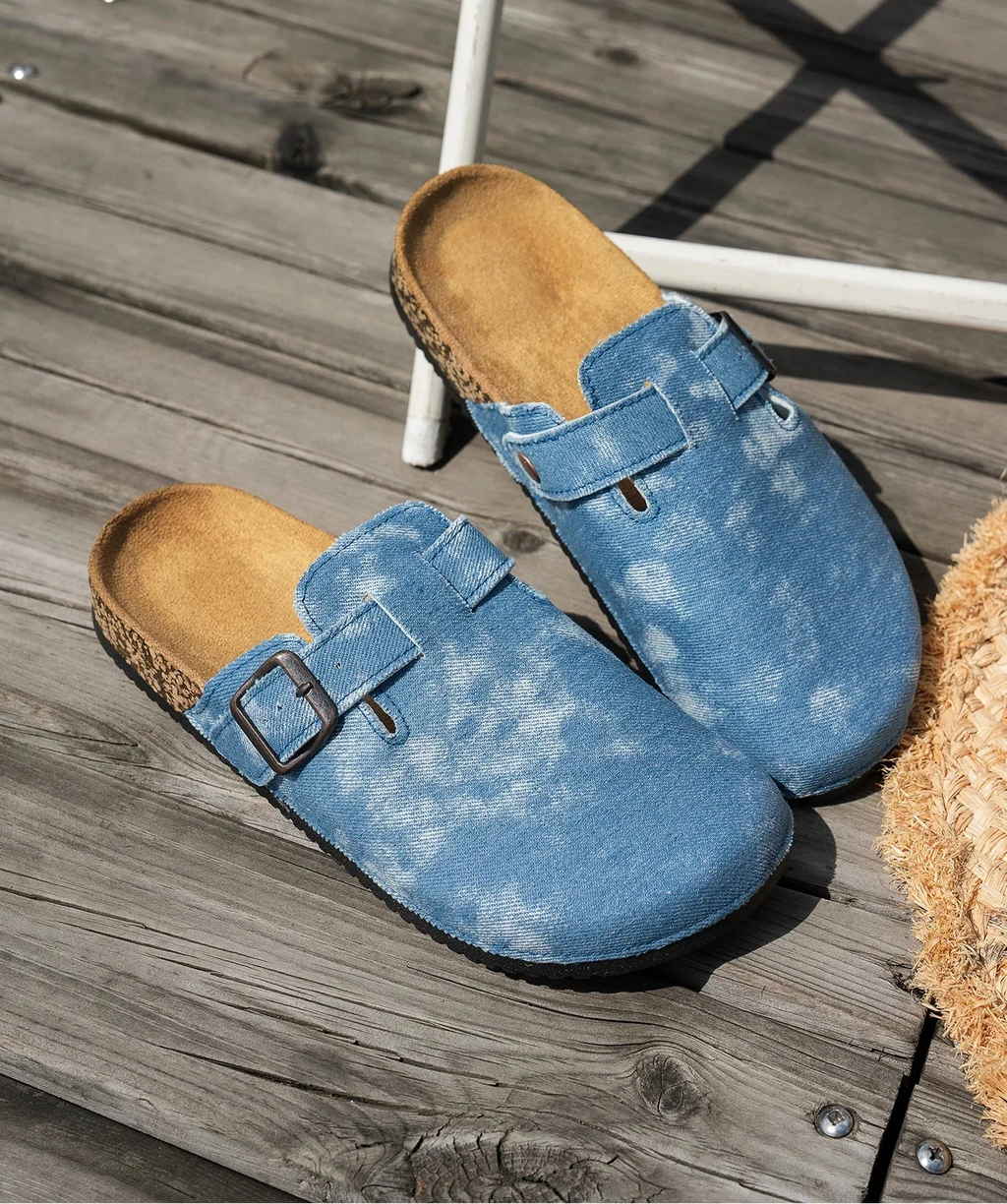Bleached Denim Clogs