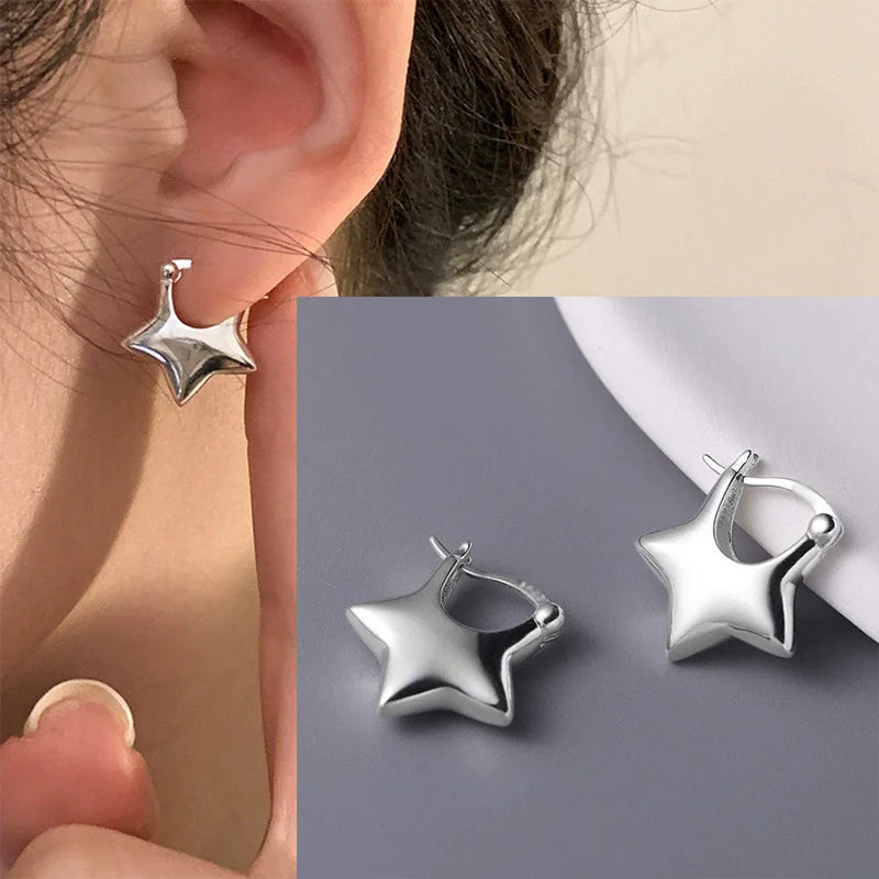 925 Sterling Silver Star Moon Earrings