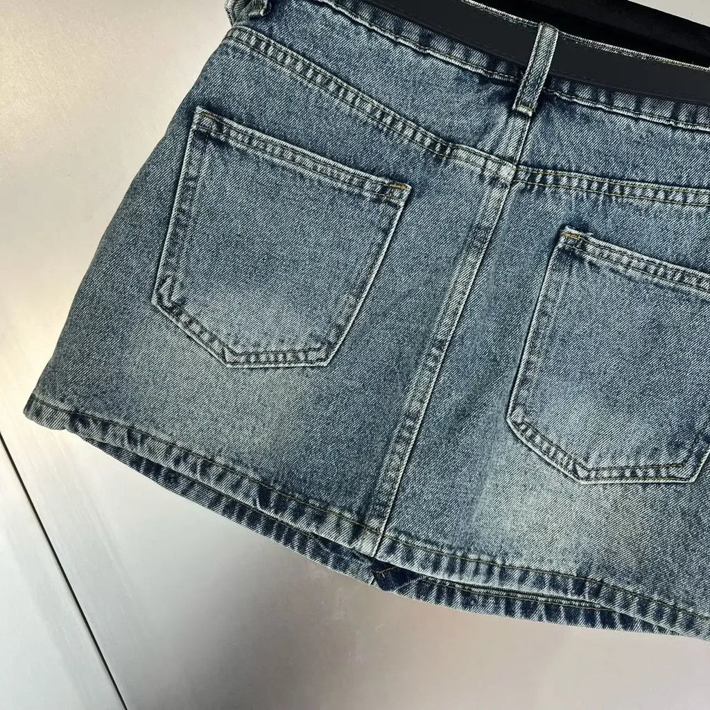 Retro Denim Fold Out Mini Skirt