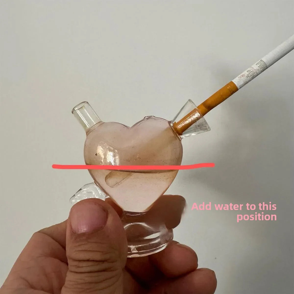 Glass Heart Bottle Cig Holder