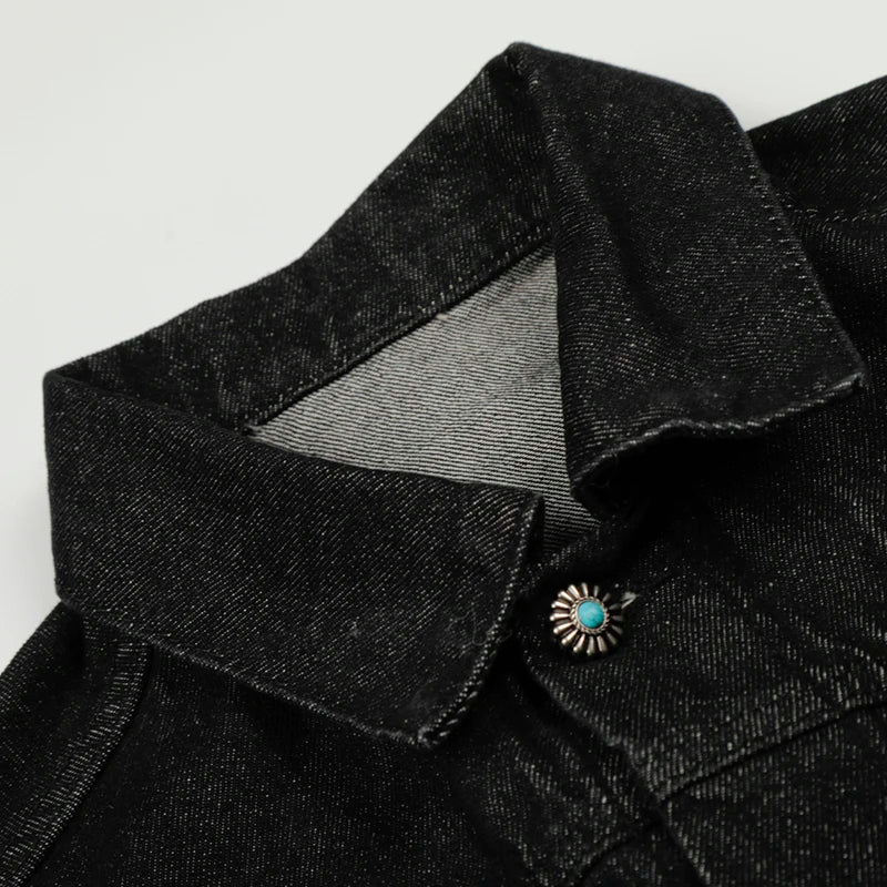 Pleated Airplane Buckle Denim Jacket