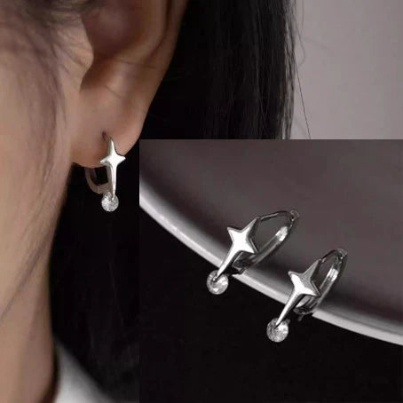 925 Sterling Silver Star Moon Earrings