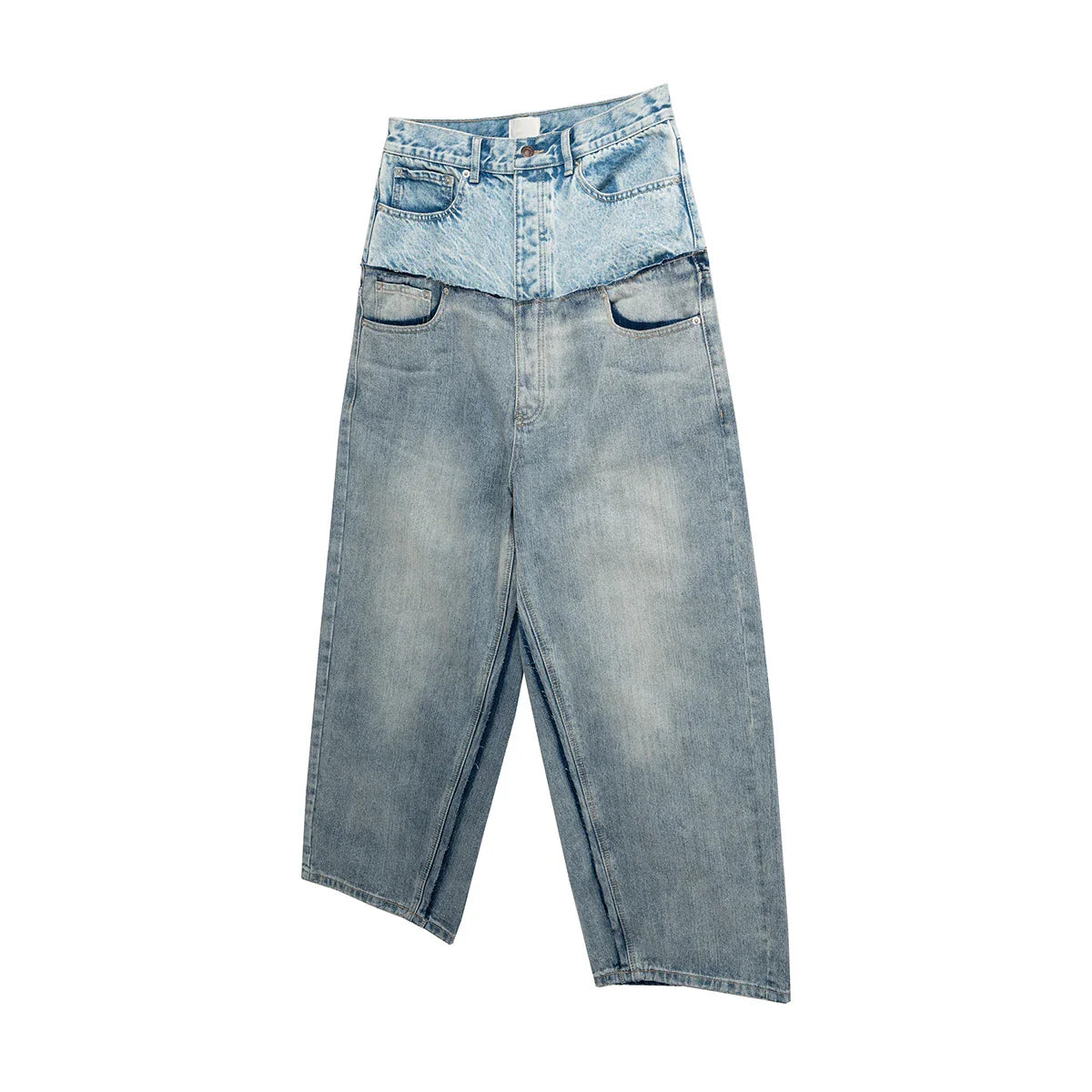 Double-layer Patchwork Baggy Jeans