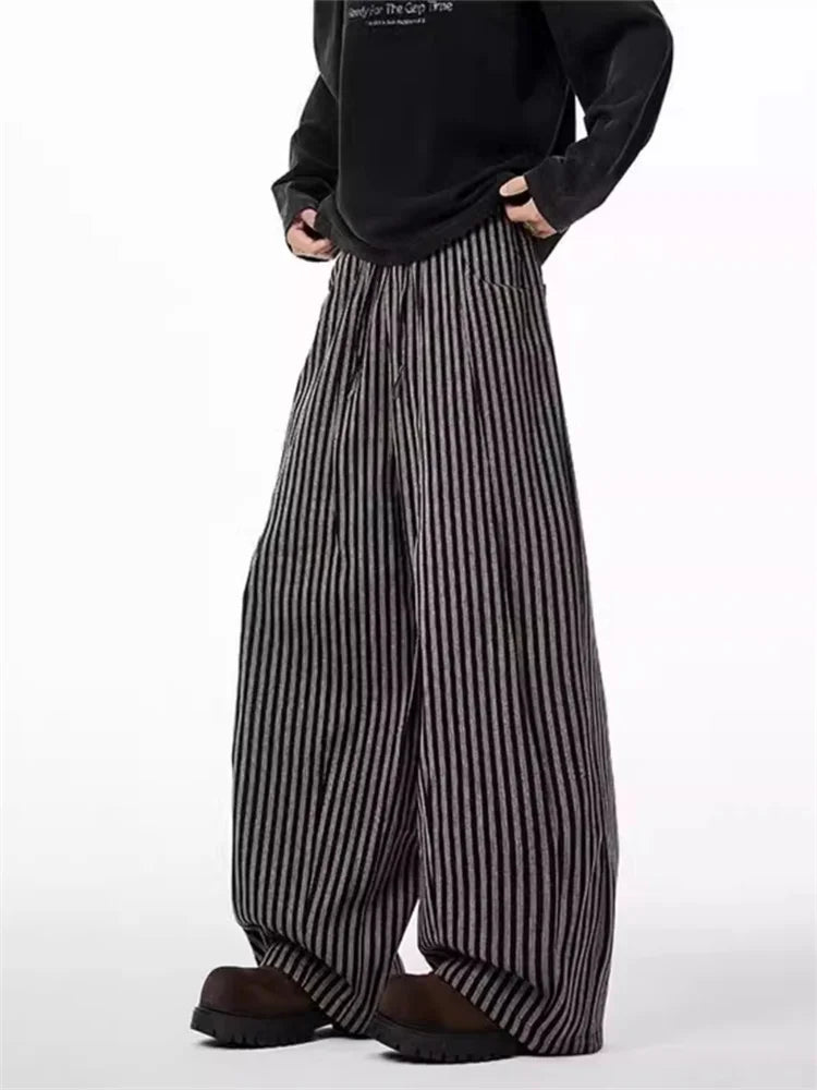 Japanese Striped Baggy Long Pants
