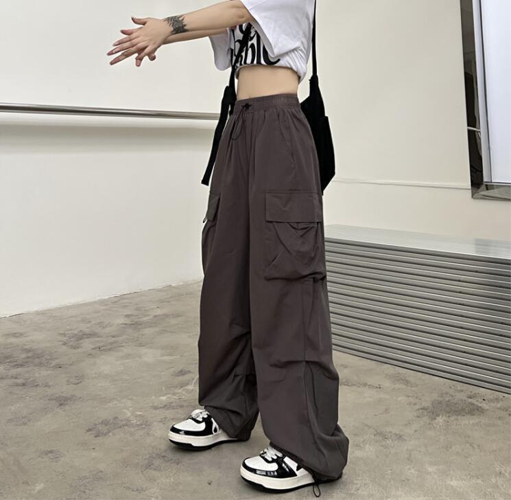 Drawstring Wide Leg Parachute Pants