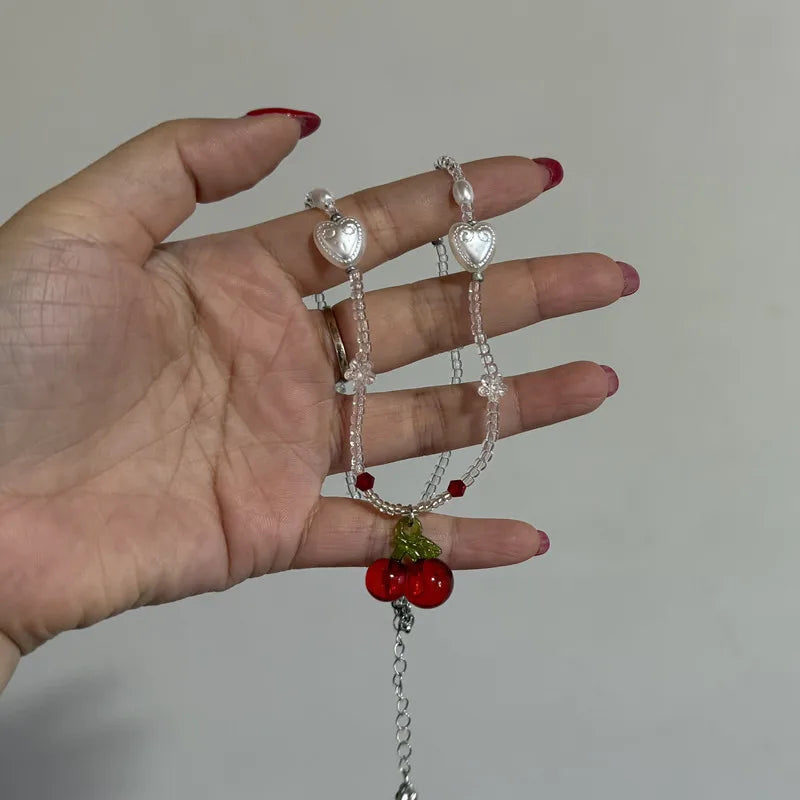 Apple Core Pendant Bead Choker Necklace
