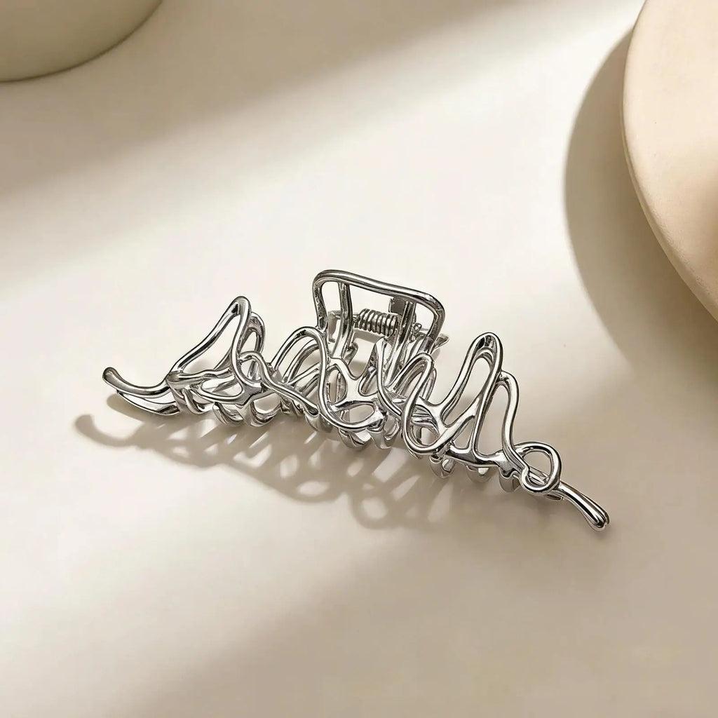 Chrome Liquid Hair Claw Clip