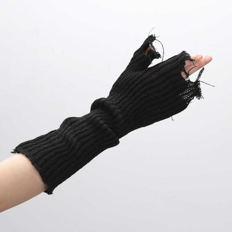 Distressed Knitted Arm Warmers