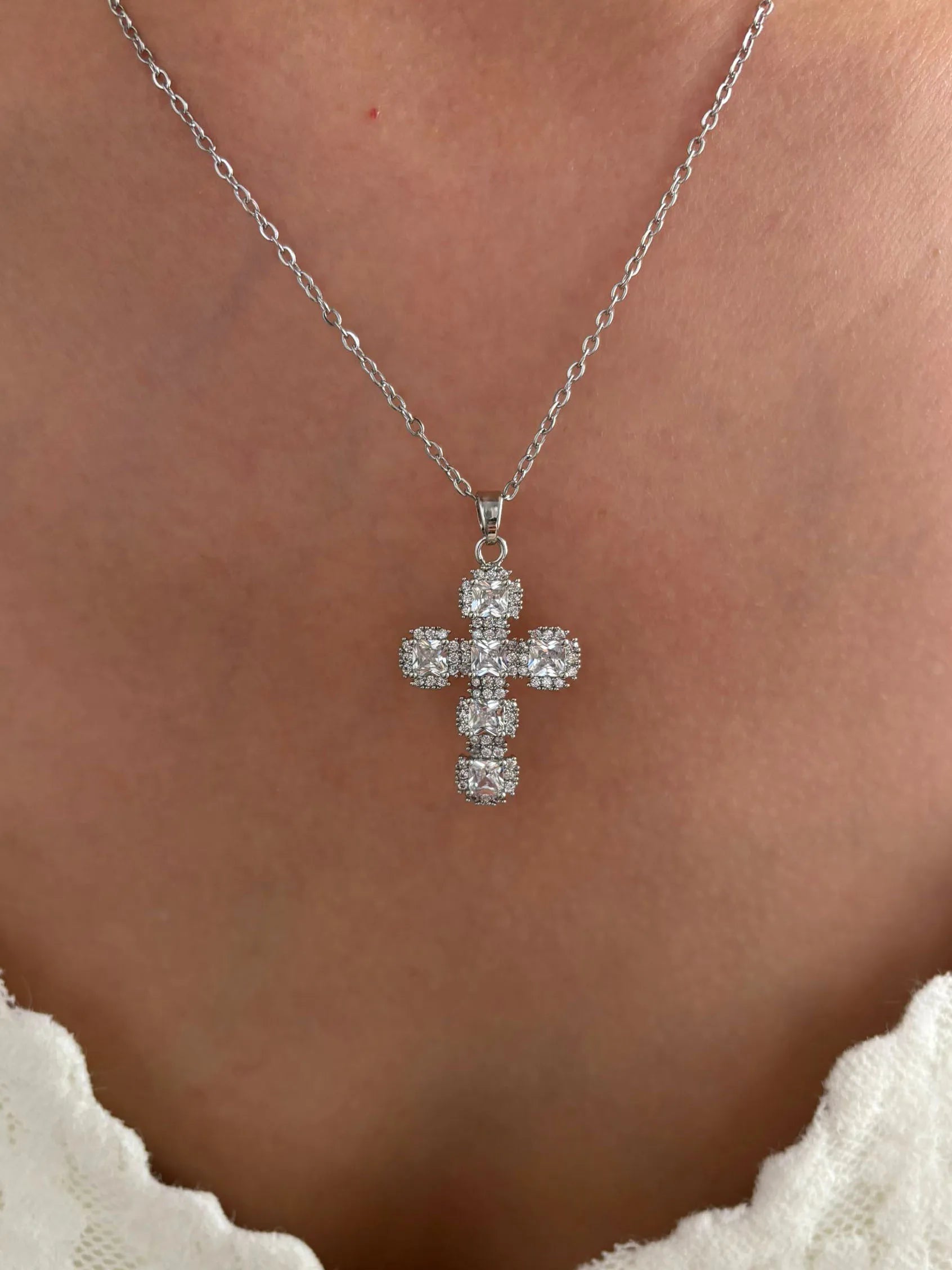 CZ Diamond Cross Chain