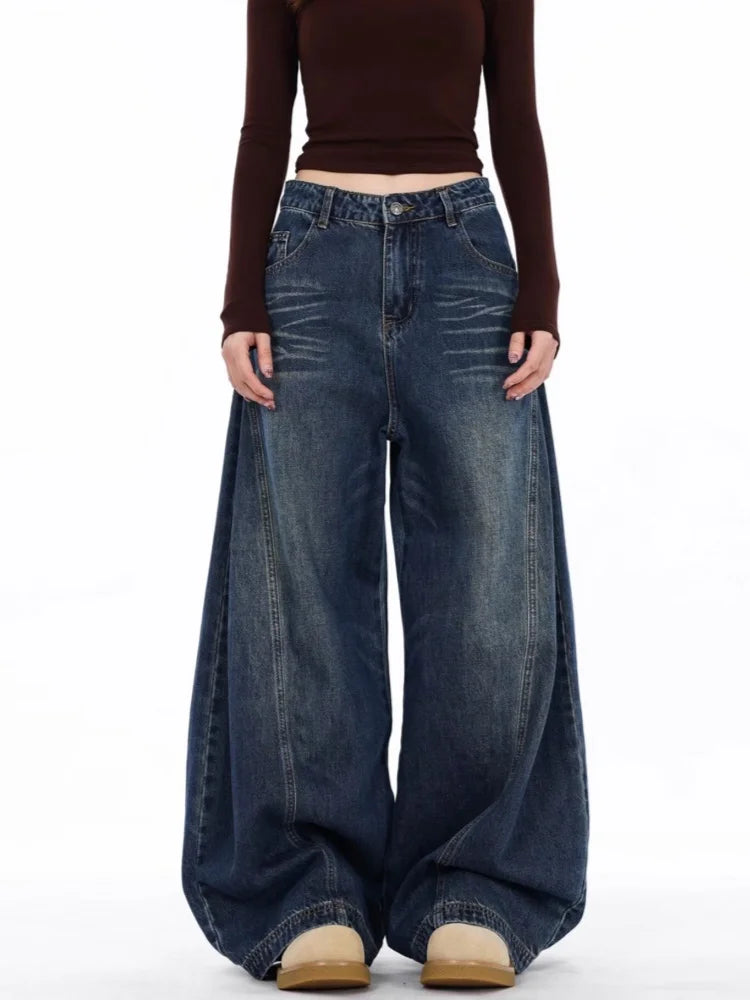 Wide Leg Baggy Cotton Denim Jeans