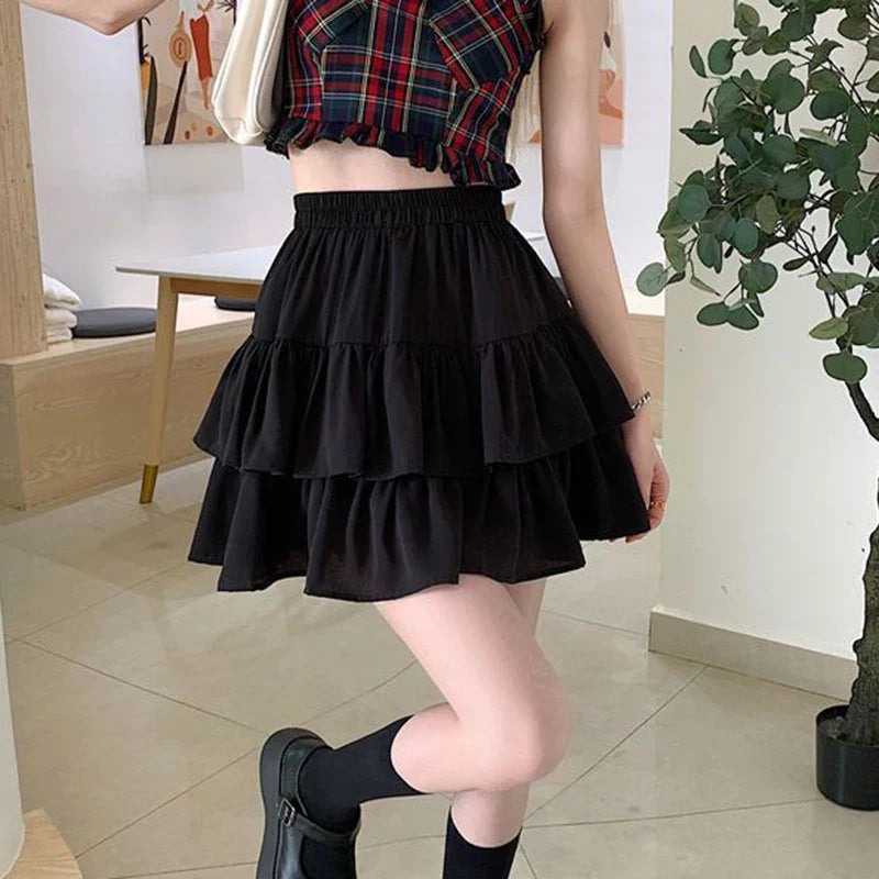 Double Pleated Ruffled Skirt