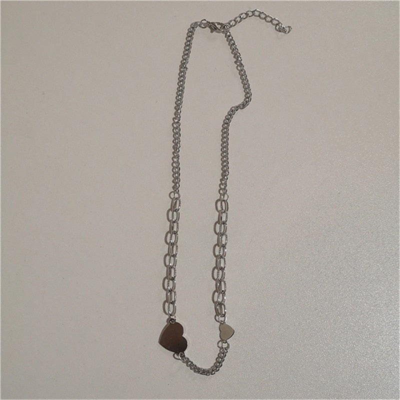 Silver Hearts Necklace Set