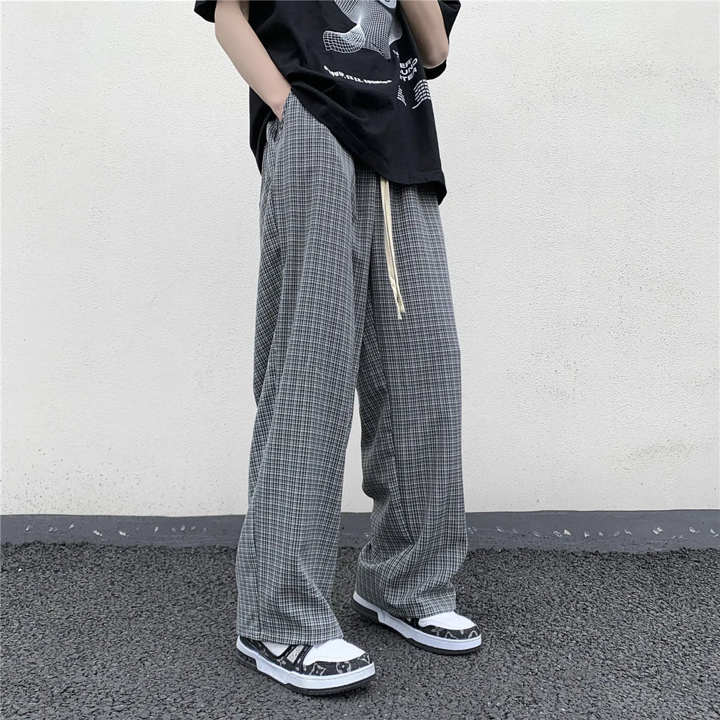 Wide Leg Plaid Trousers