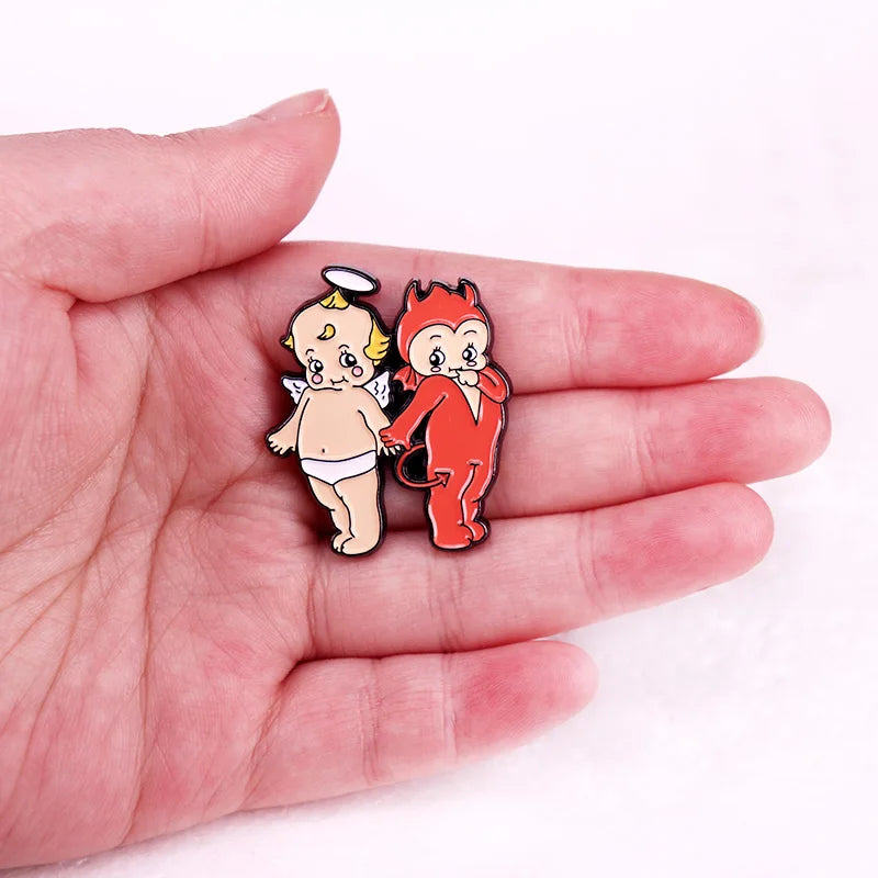 Angel and Devil Doll Enamel Pin