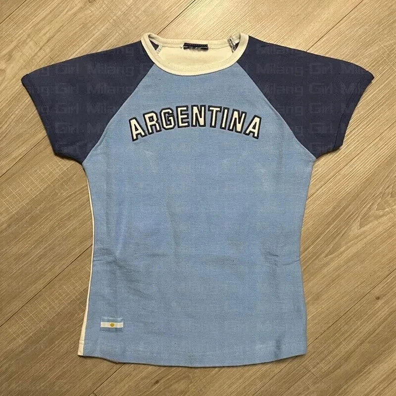 Argentina Embroidered Short Sleeve Tee