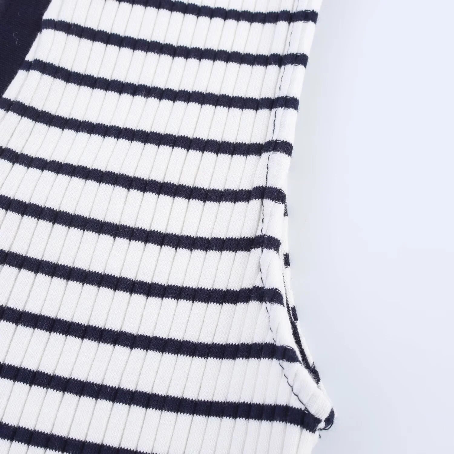 Ribbed Sleeveless Polo Collar T-shirt