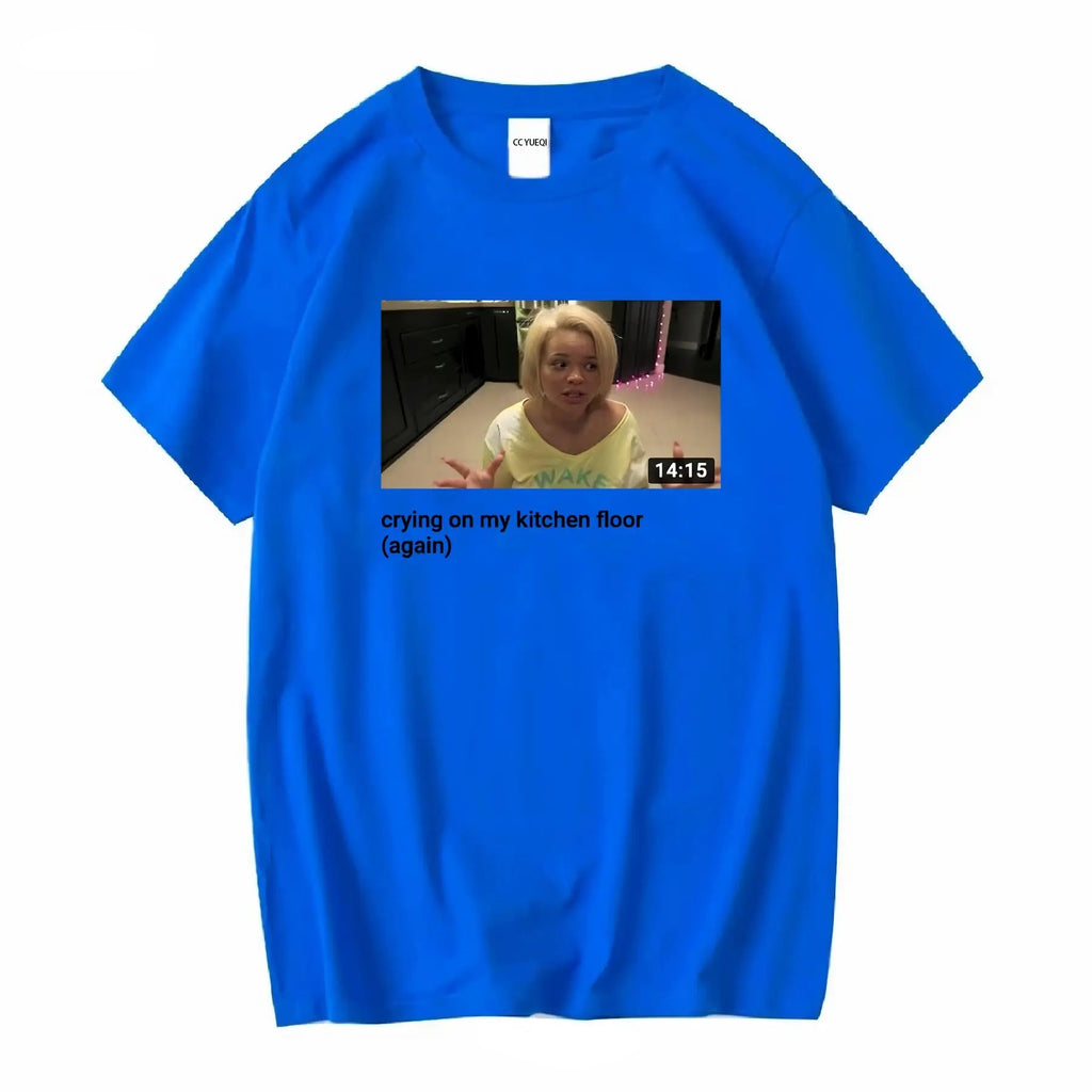 Trisha Paytas crying on kitchen floor Tee