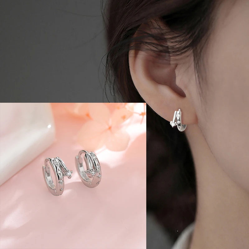 925 Sterling Silver Star Moon Earrings