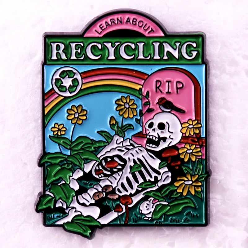 Learn about Recycling Rip Skeleton Enamel Pin