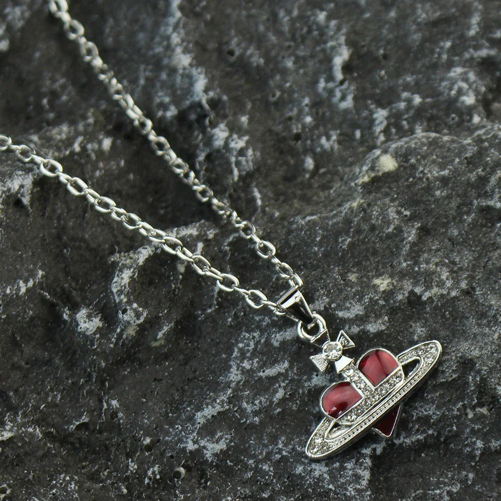 Saturn Heart Diamond Earrings