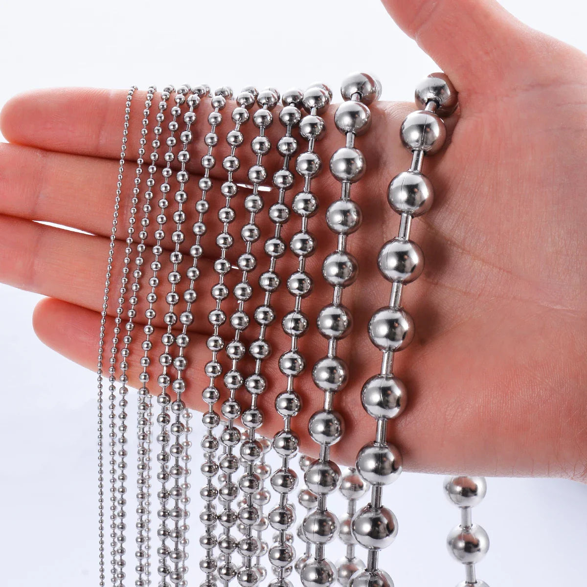5pcs/lot 1.2mm-10mm Stainless Steel Ball Chain