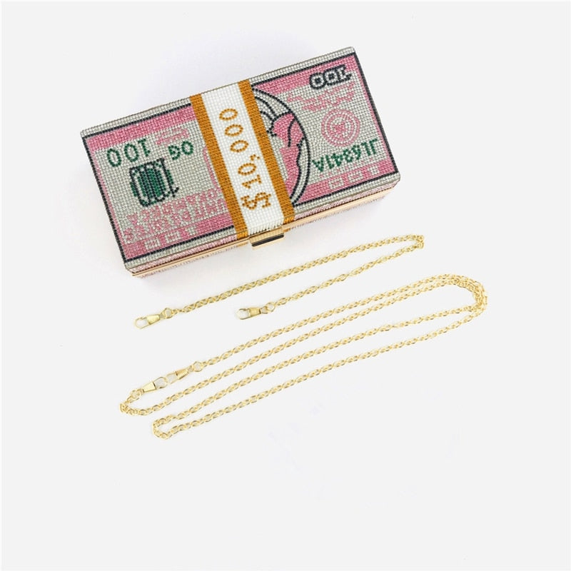 Rhinestones Money Clutch Purse
