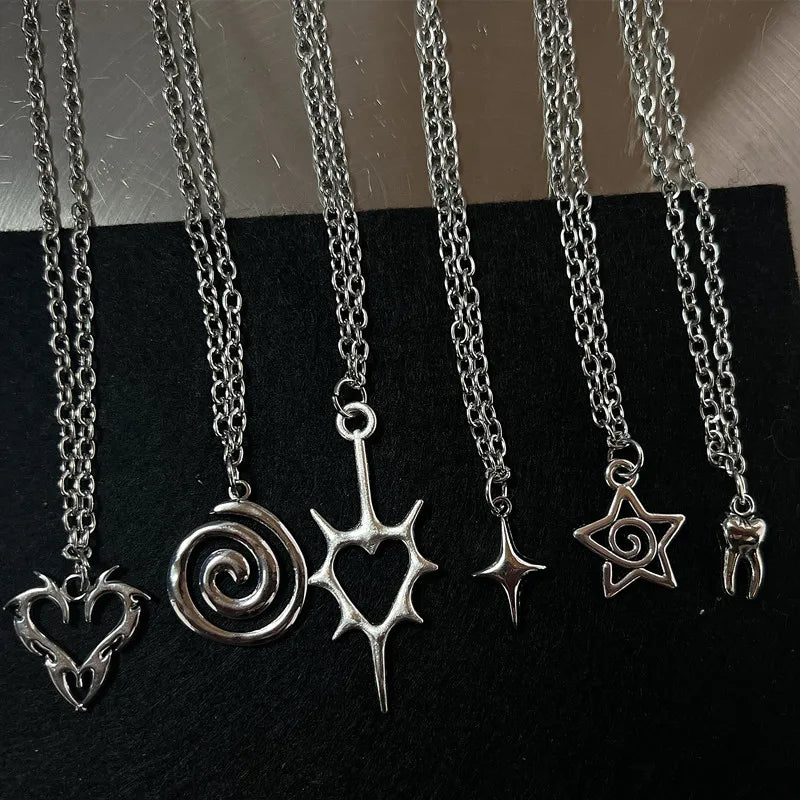 Solid Steel Charm Necklaces